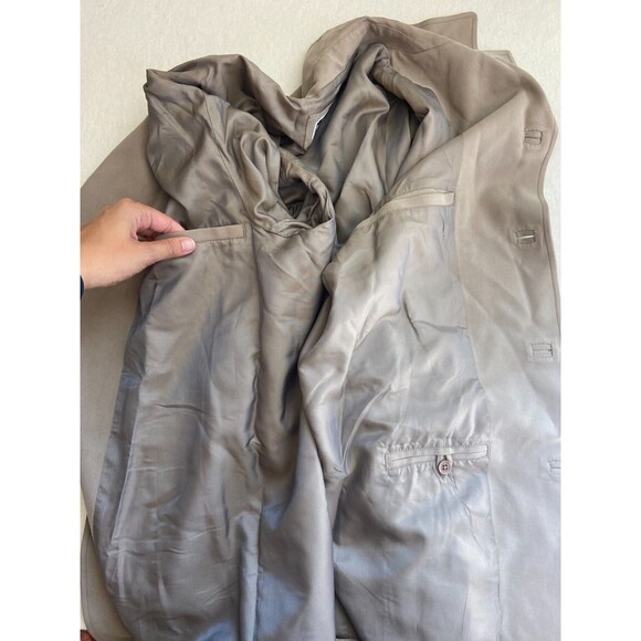 Vintage Bachrach 100% Silk Utility Chore Coat Jacket Men's XL Brown Tan *Flaws* - Picture 6 of 13